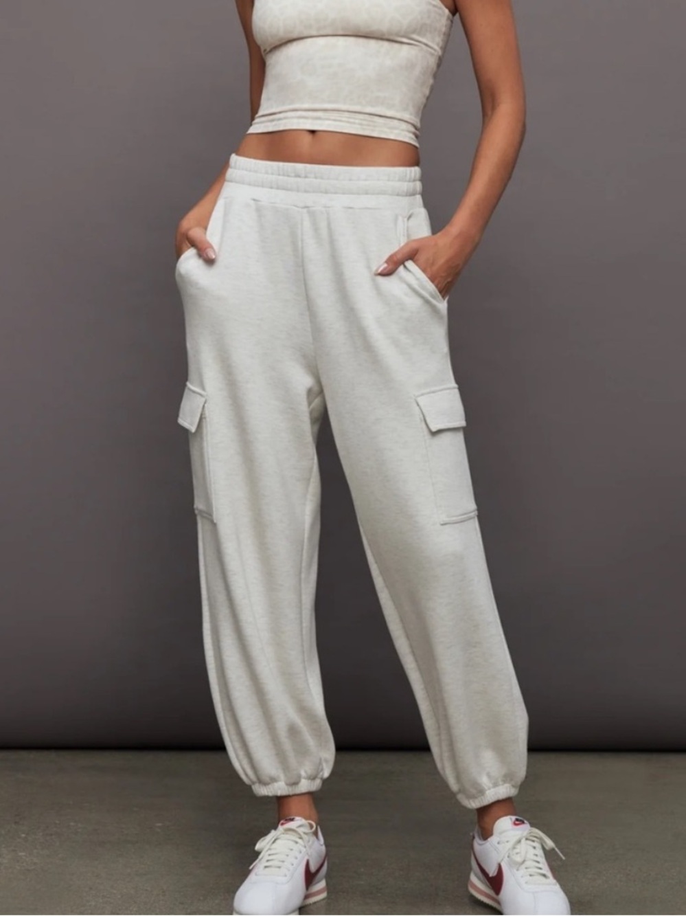 Varley The Cargo Pants 25” Ivory Marl M NWOT